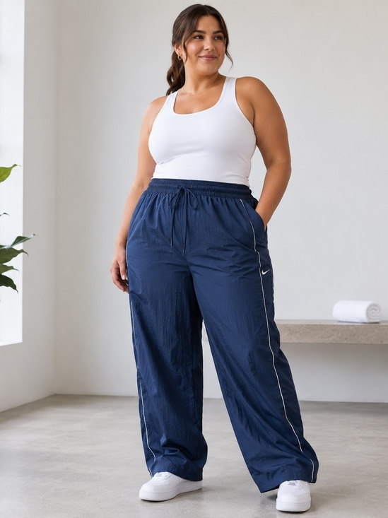 Nike Pants - Nike Plus Size Navy Track Pants with White Piping